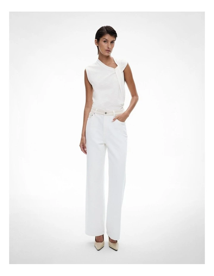 Twist Shoulder Tee in Fresh White image 2