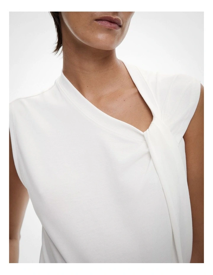 Twist Shoulder Tee in Fresh White image 3