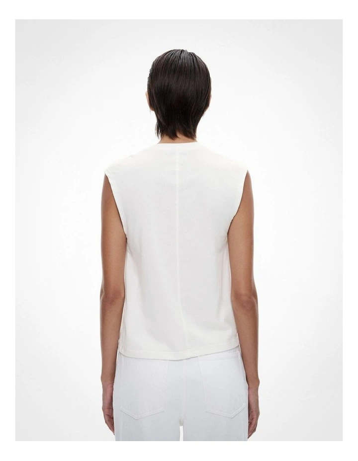Twist Shoulder Tee in Fresh White image 4