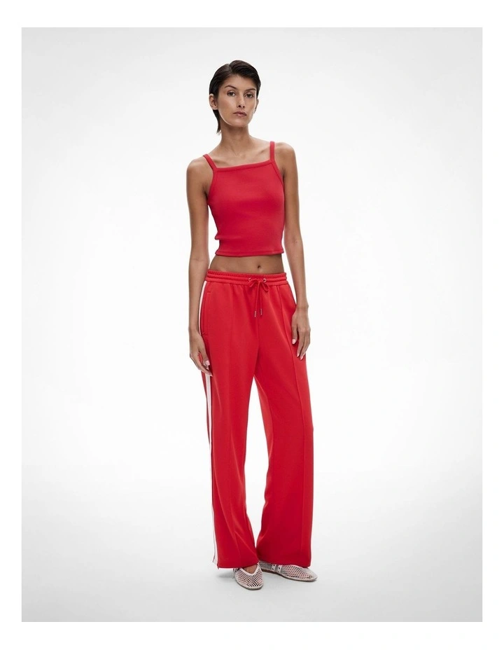 Rib Square Neck Tank in Flame Red image 2
