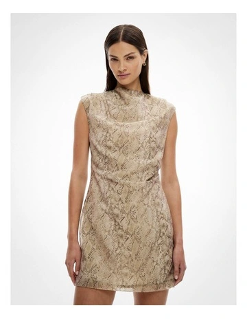 Sculpted Mini Dress in Snake Print