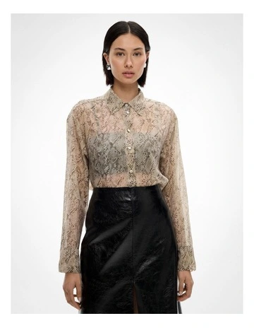 Organza Shirt in Snake Print