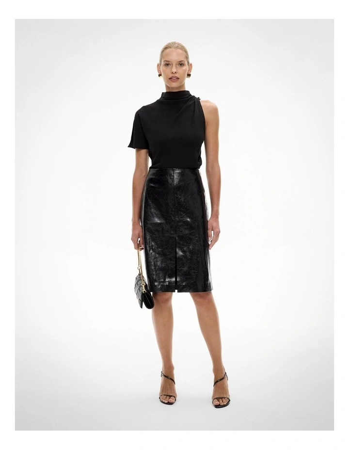 Asymmetric Drape Top in Black image 2