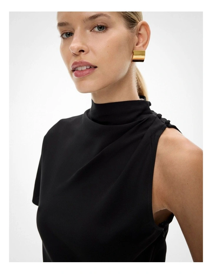 Asymmetric Drape Top in Black image 4