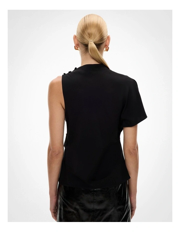 Asymmetric Drape Top in Black image 5