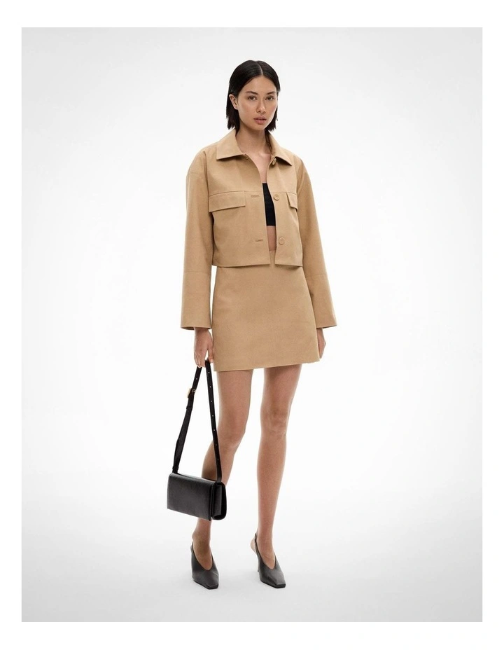 Suedette Mini Skirt in Oak image 2