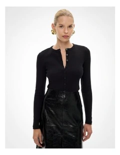 Button Front Top in Black