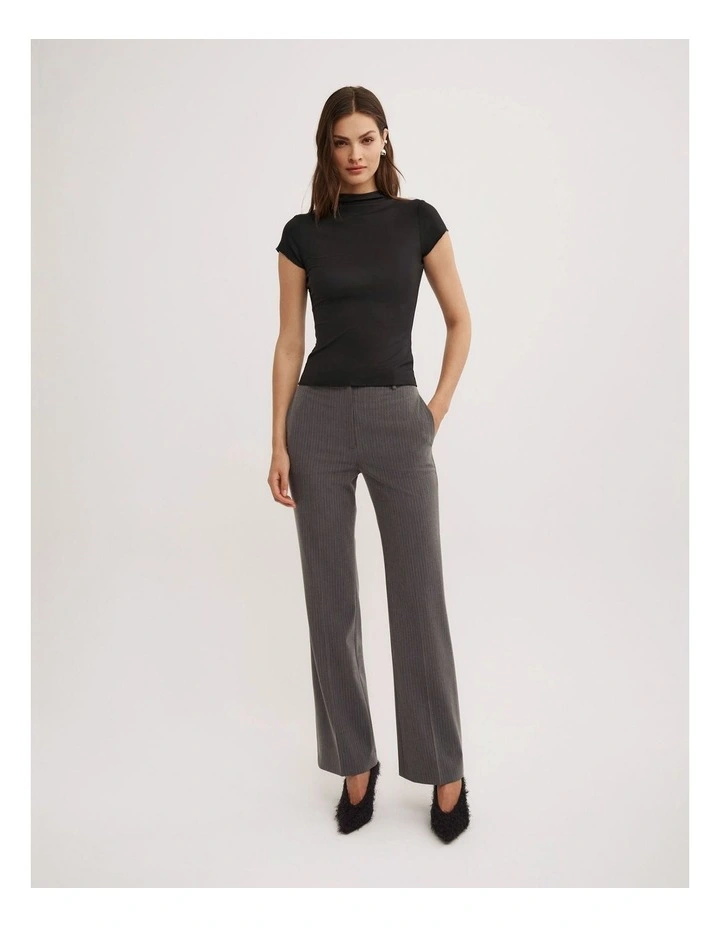 Hi Neck Cap Sleeve Tee in Black image 2