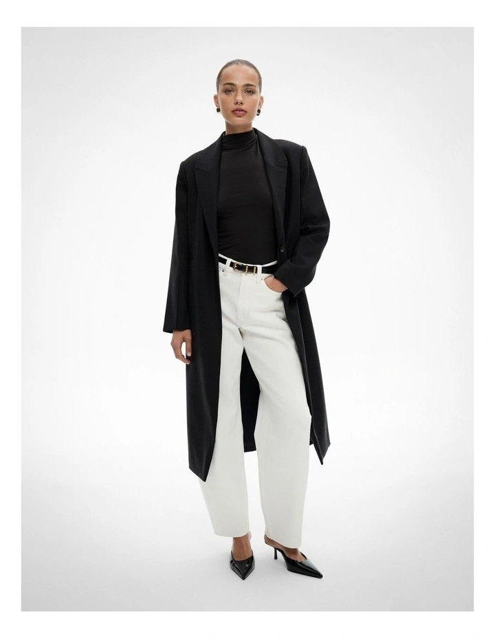 Hi Neck Cap Sleeve Tee in Black image 4