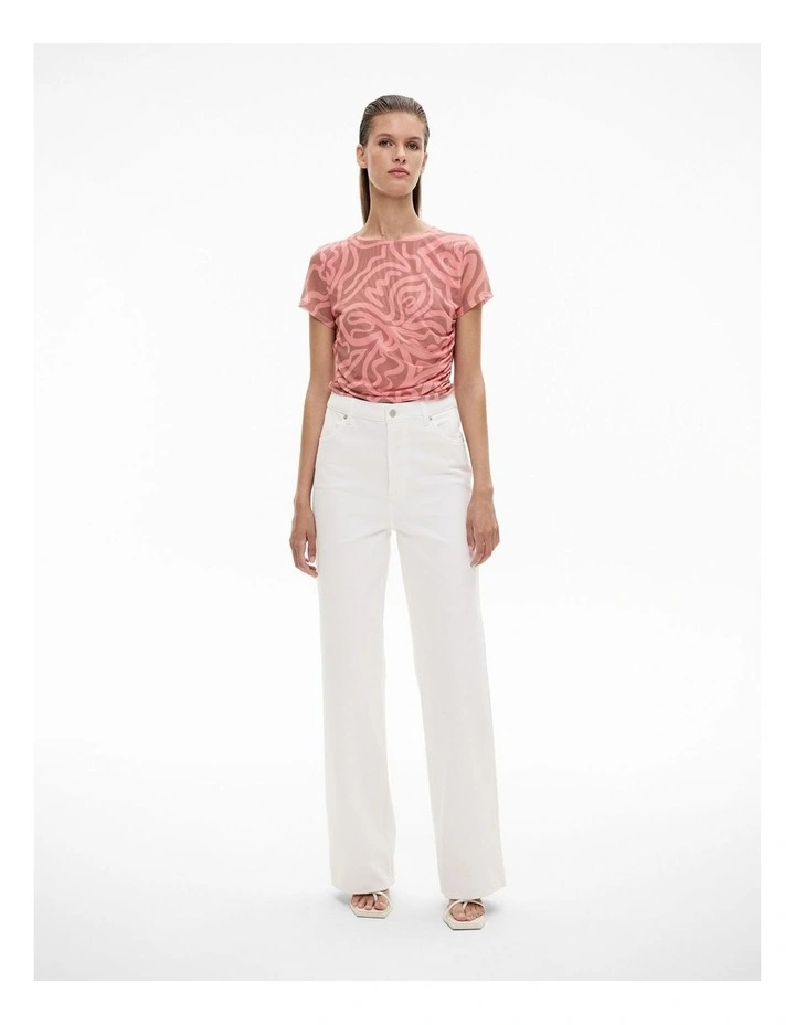 Mesh Gather Top in Rosewood Print image 2