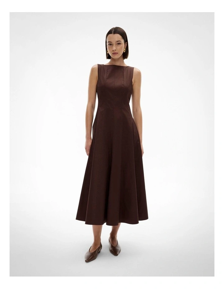Panelled Midi Dress in Brown image 1