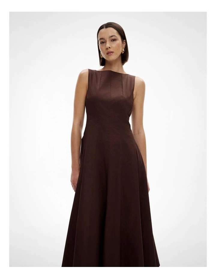 Panelled Midi Dress in Brown image 2