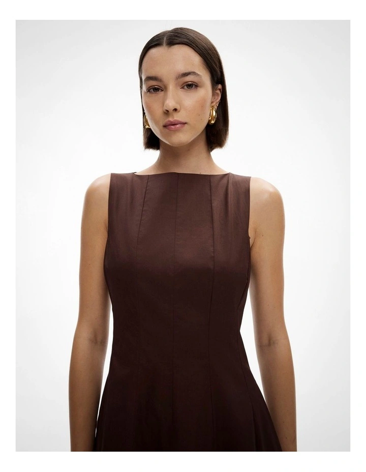 Panelled Midi Dress in Brown image 3