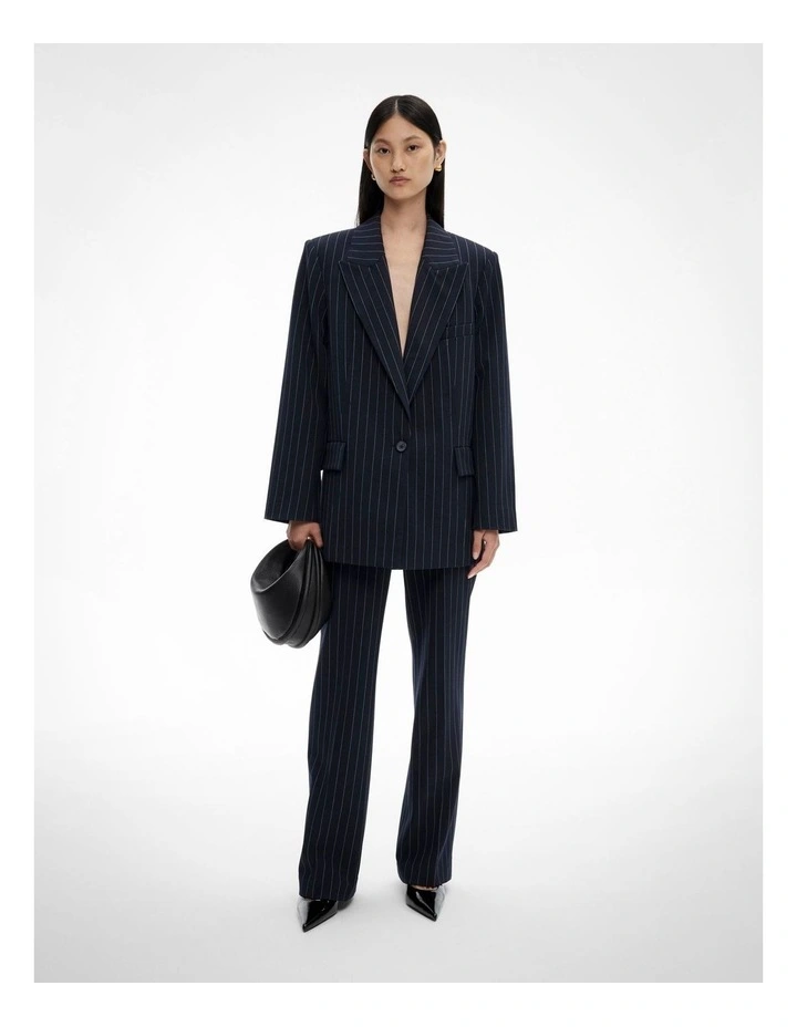 Stitch Detail Blazer in Navy Pinstripe image 2
