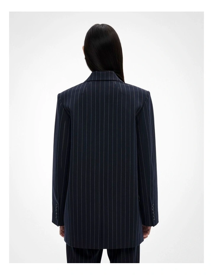 Stitch Detail Blazer in Navy Pinstripe image 4