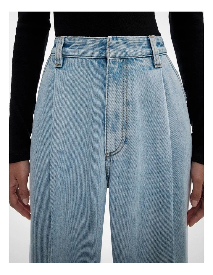 Pleated Denim Pant in Vintage Wash Denim image 3