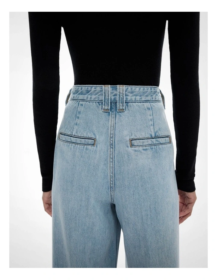Pleated Denim Pant in Vintage Wash Denim image 4