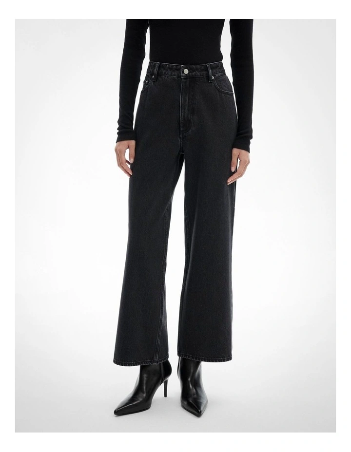 Hi Rise Crop Jeans in Washed Black image 1