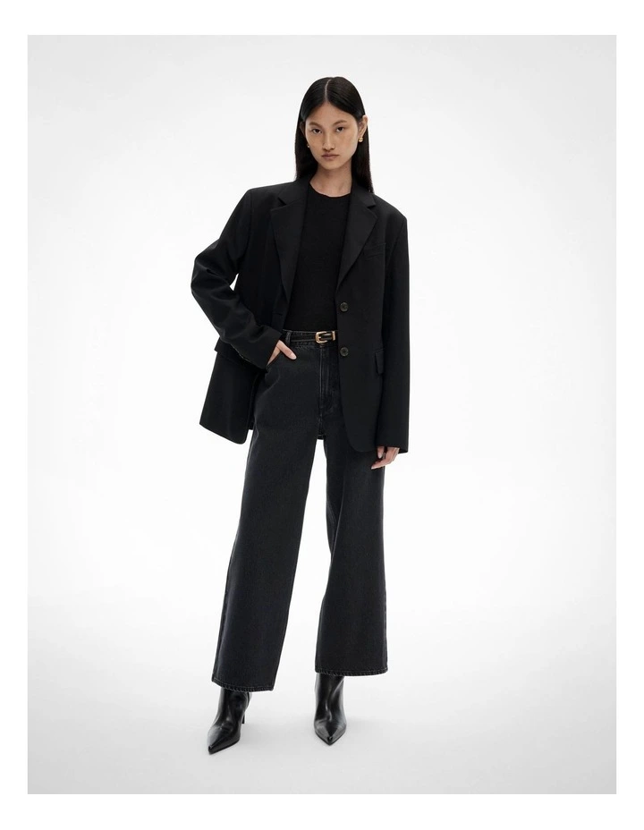 Hi Rise Crop Jeans in Washed Black image 2