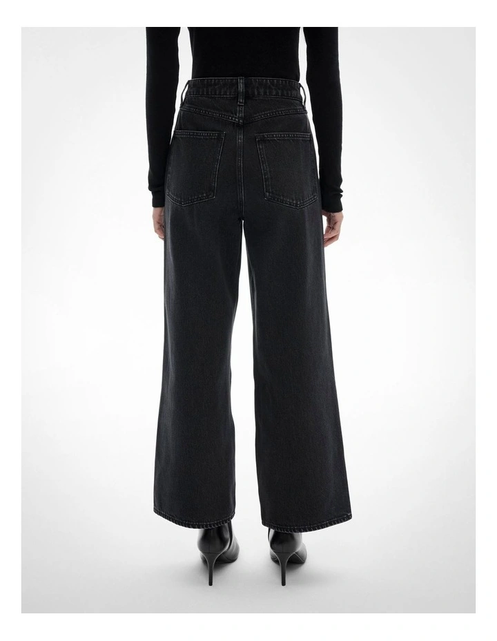 Hi Rise Crop Jeans in Washed Black image 4