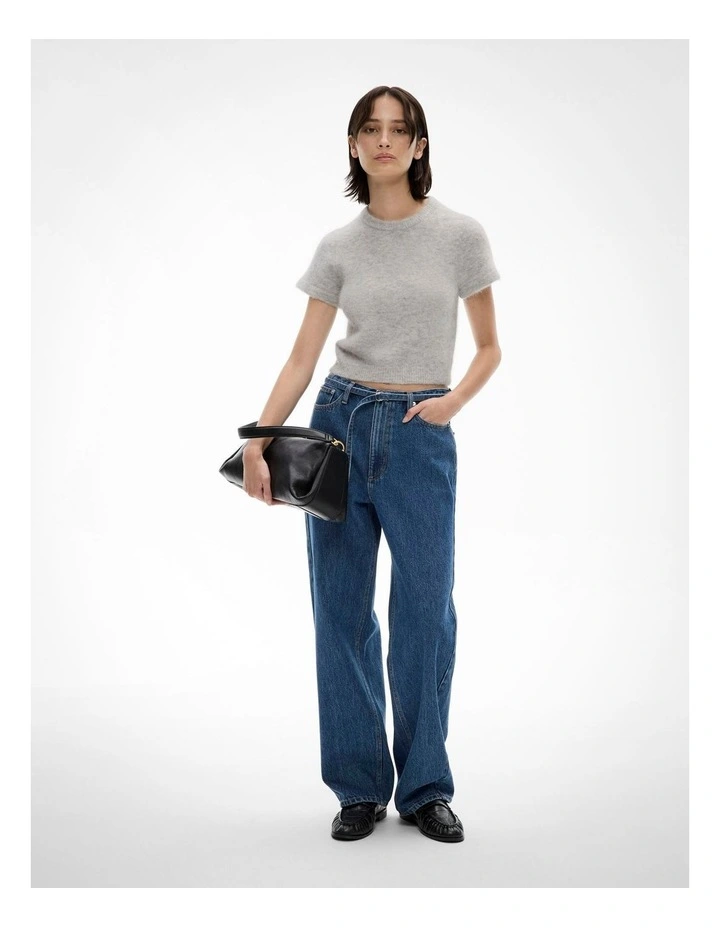 Fluffy Knit Tee in Light Grey Marle image 2