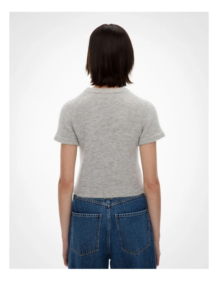 Fluffy Knit Tee in Light Grey Marle image 5