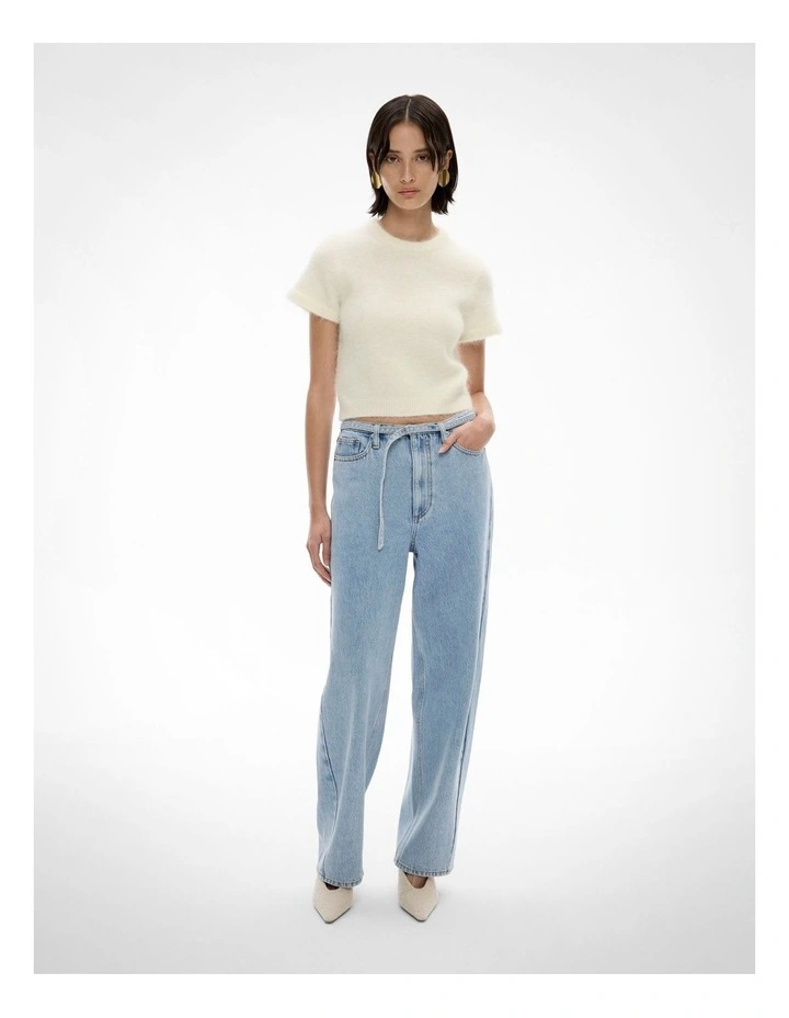Fluffy Knit Tee in Chalk image 2