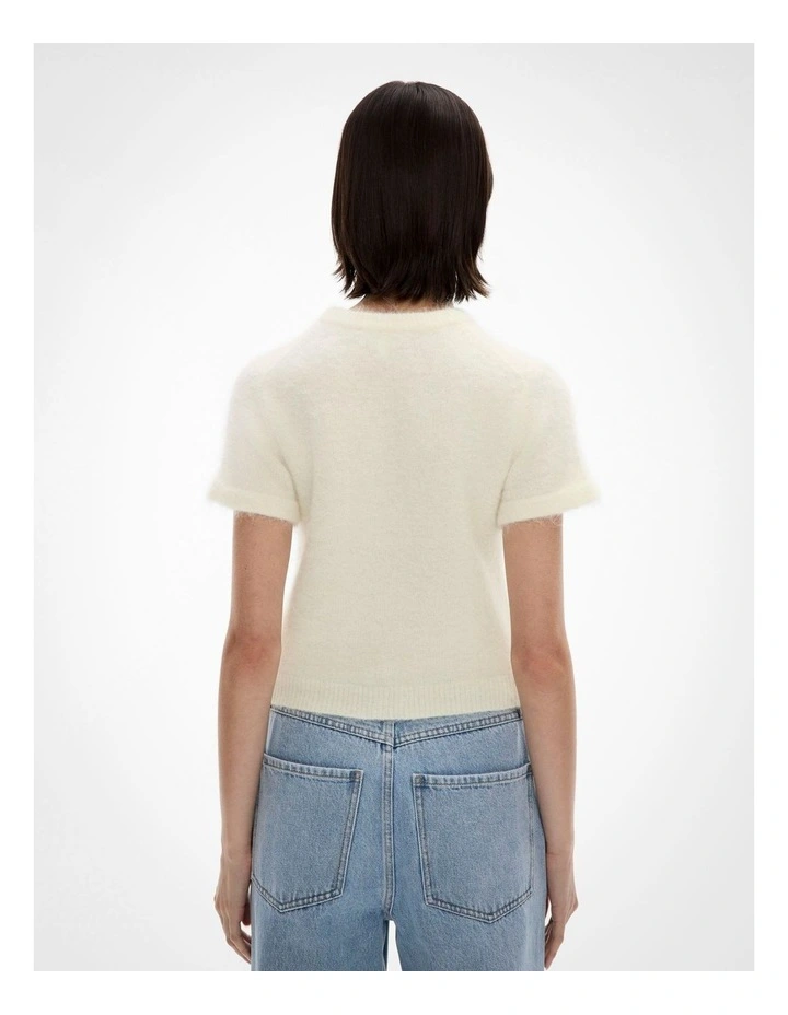 Fluffy Knit Tee in Chalk image 4
