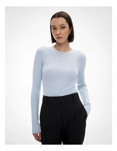 Crew Rib Longsleeve Knit in Dove Blue