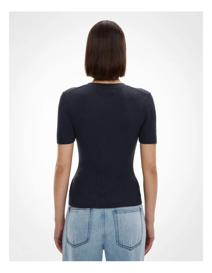 Crew Rib Knit Tee in Ink image 4