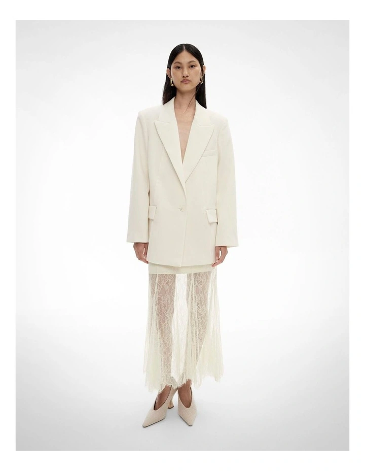 Lace Panel Maxi Skirt in Chalk image 2