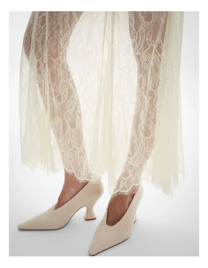 Lace Panel Maxi Skirt in Chalk image 3