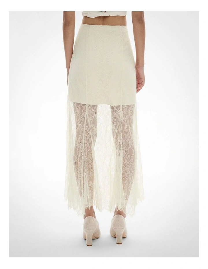 Lace Panel Maxi Skirt in Chalk image 4