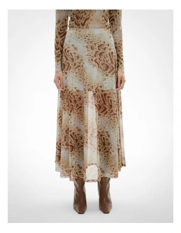 Mesh Jersey Skirt in Fawn Print