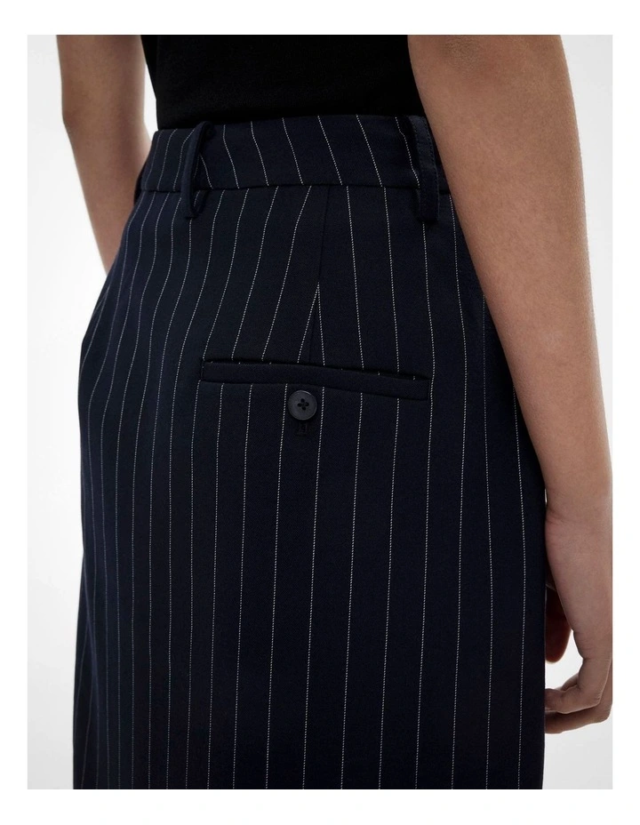 Tailored Midi Skirt in Navy Pinstripe image 3