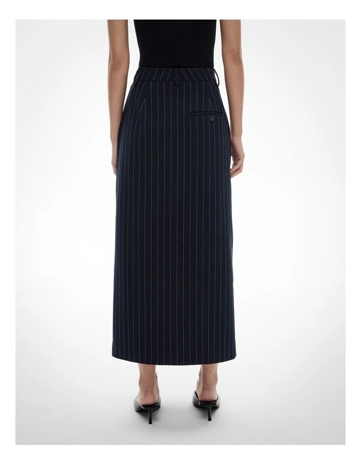 Tailored Midi Skirt in Navy Pinstripe image 5