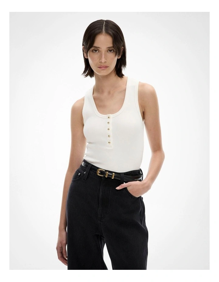 Scoop Henley Tank in Fresh White image 1