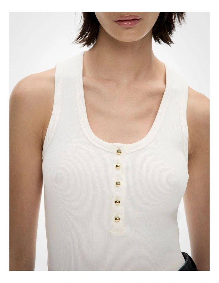 Scoop Henley Tank in Fresh White image 3