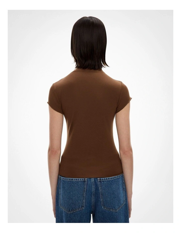 Hi Neck Cap Sleeve Tee in Walnut image 4