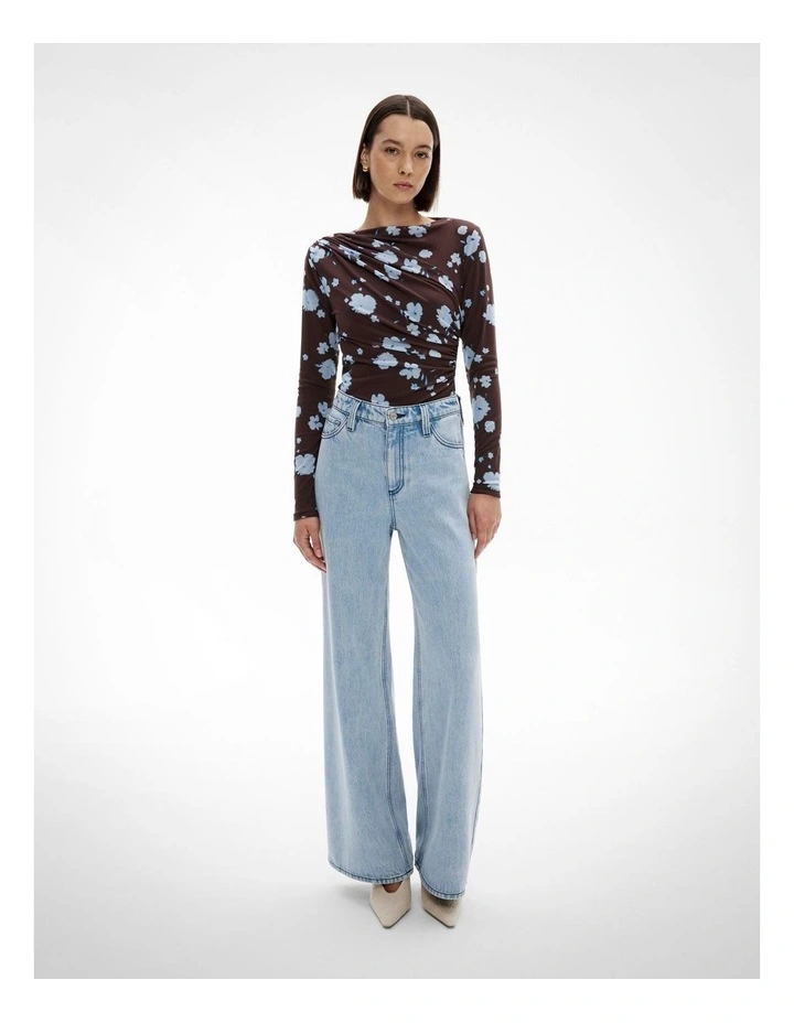 Mesh Drape Longsleeve Top in Dark Blossom image 2