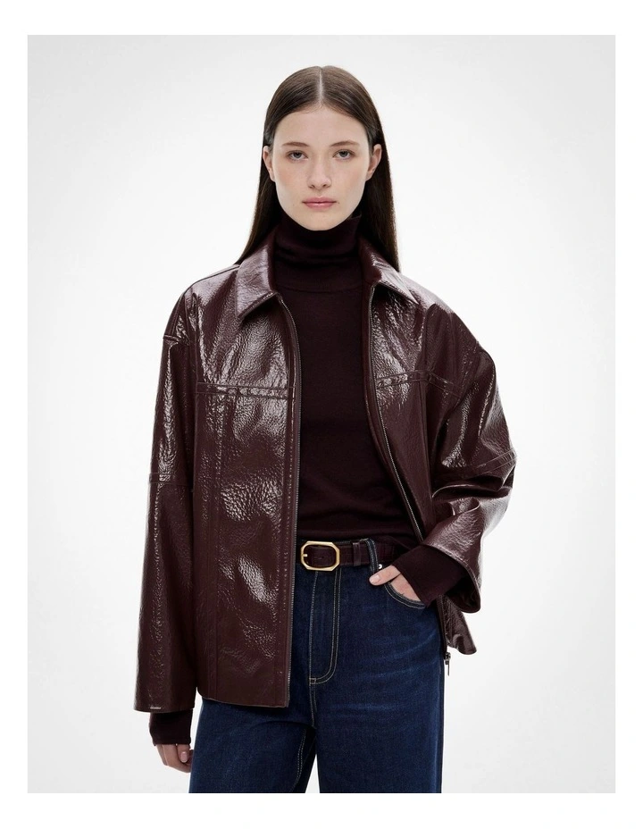 Oversized Zipper Jacket in Plum image 1