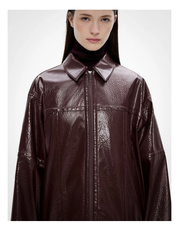 Oversized Zipper Jacket in Plum image 3