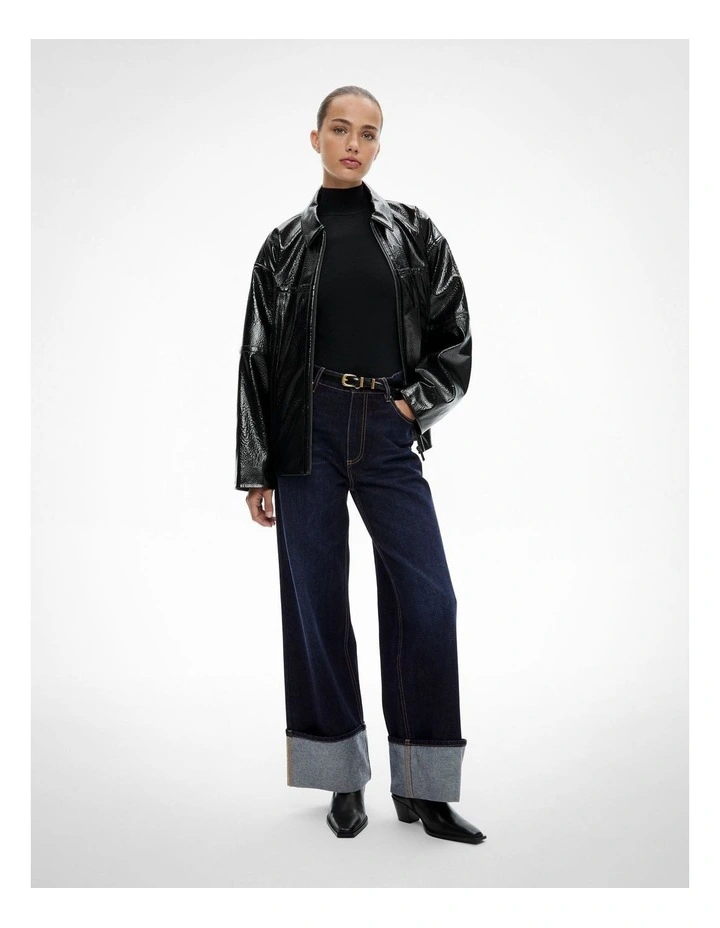 Cuffed Jeans in Raw Denim image 2