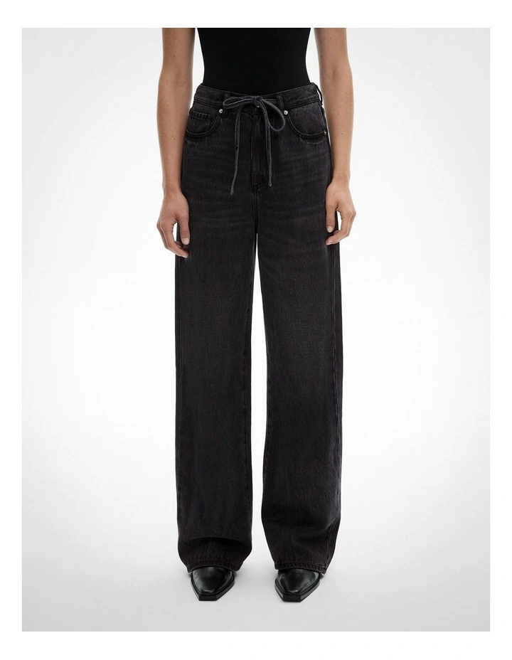 Drawcord Denim Jean in Washed Black image 1