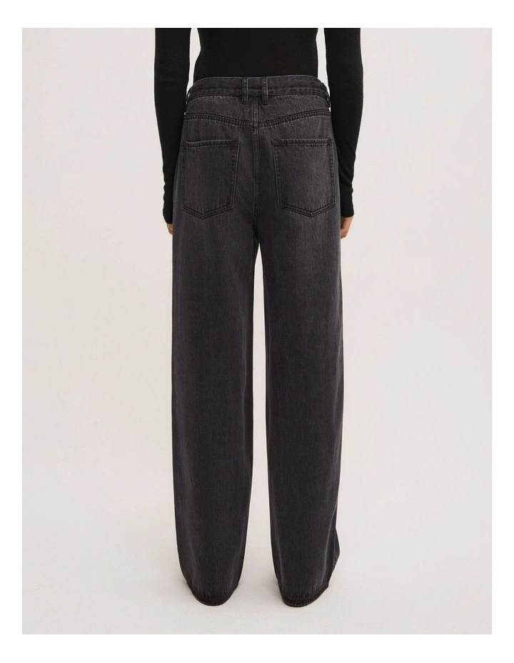 Drawcord Denim Jean in Washed Black image 2