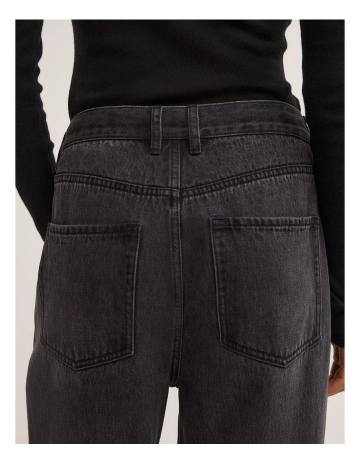 Drawcord Denim Jean in Washed Black image 4