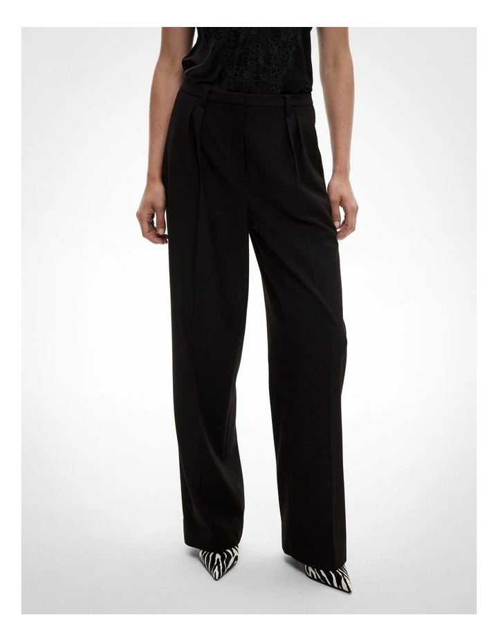 Pleat Front Tailored Pant in Black image 1