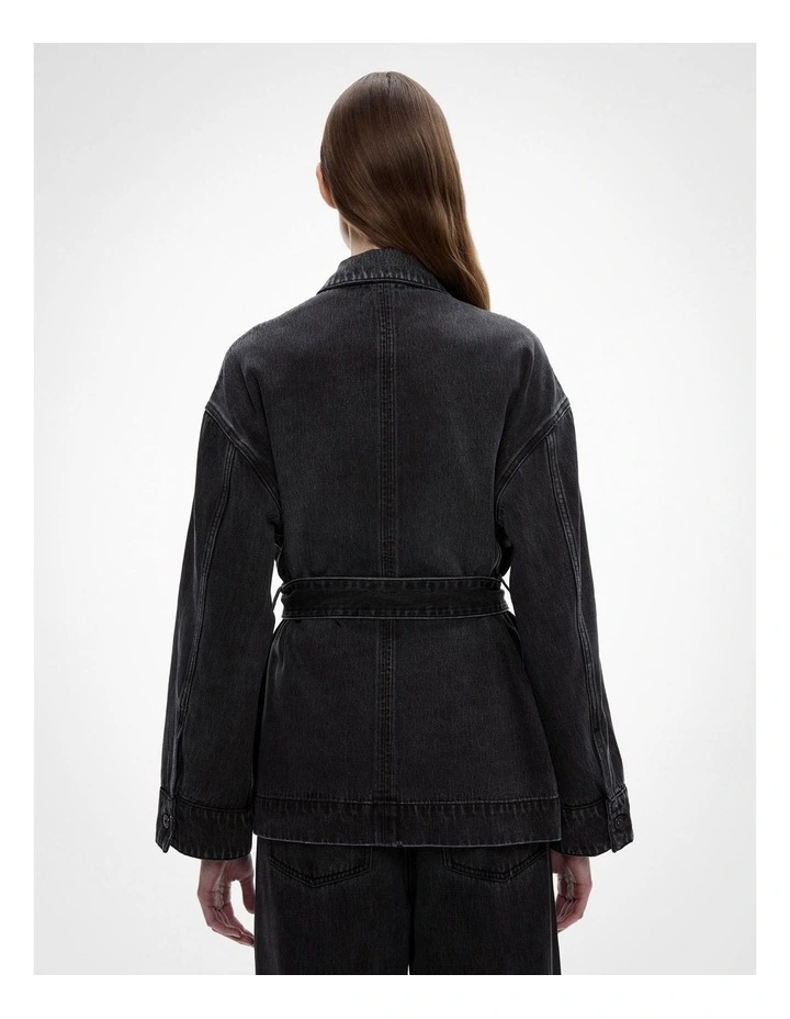 Tie Denim Shirt in Washed Black image 5