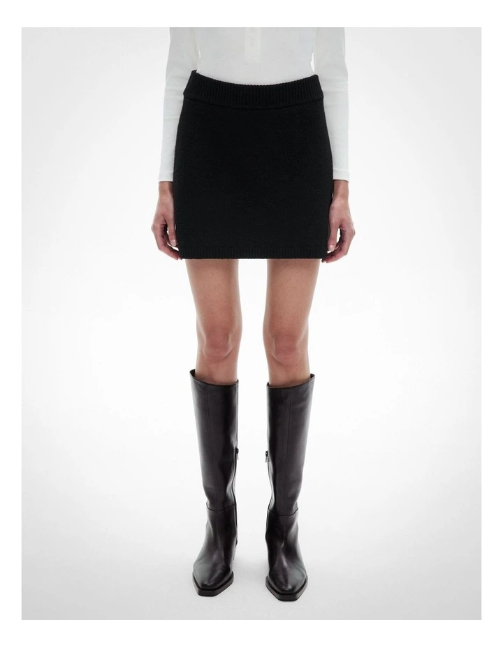 Wool Knit Mini Skirt in Black image 1