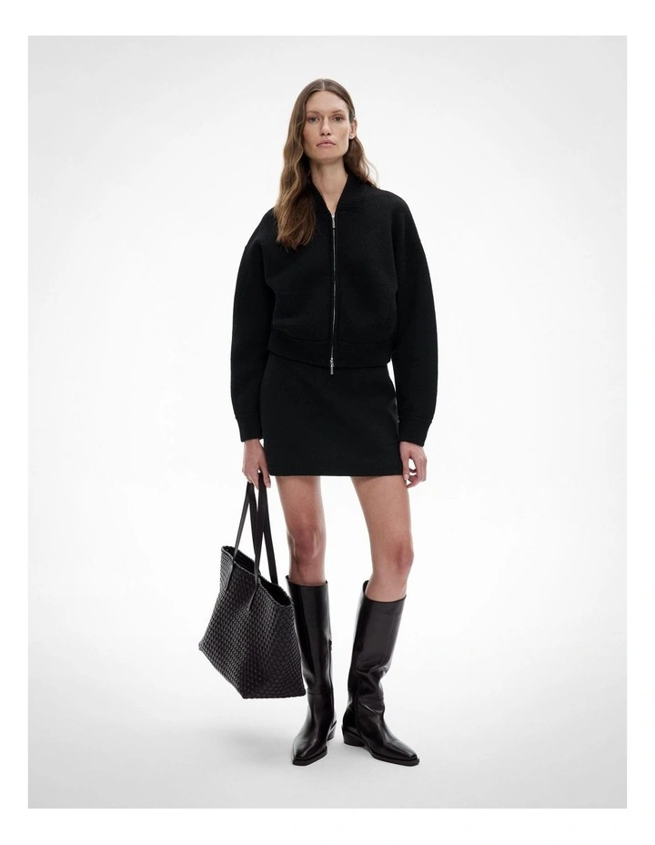 Wool Knit Mini Skirt in Black image 2